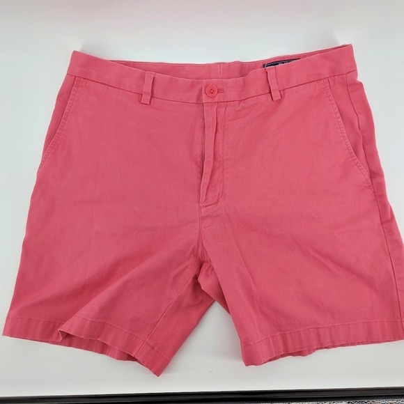 Vineyard Vines Other - Vineyard Vines Men's Chino Shorts Size 35 Pink Salmon Flat‎ Front Cotton Golf